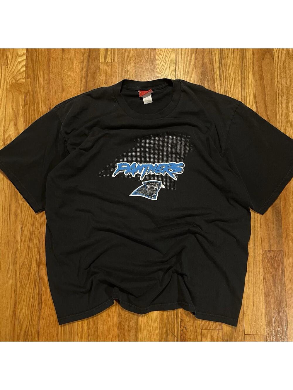 Vintage Panthers Graphic Print NFL T Shirt Raised Rubberized Puff Print Tee XL